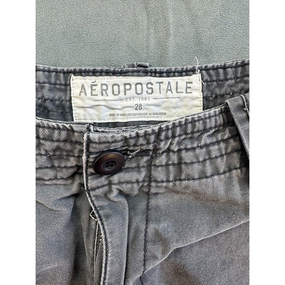 Aeropostale Cargo Shorts Mens 28 x 11 Gray Flat Front Denim Pockets Loose - Picture 8 of 11